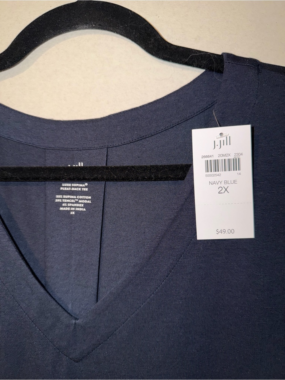 J. Jill Navy Blue V-Neck Tee